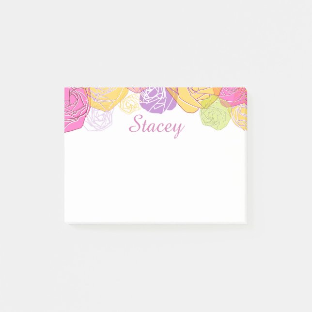 Notas Post-it® Floral colorido (Anverso)