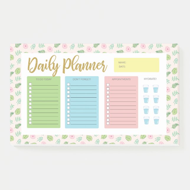 Notas Post-it® Floral Daily Planner (Anverso)