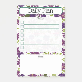 Notas Post-it® Floral Daily Planning Checklist Notepad