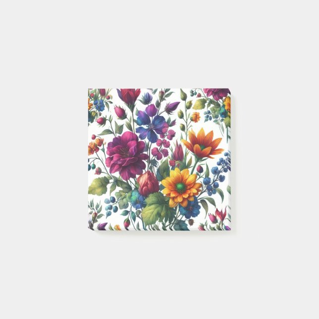 Notas Post-it® Floral de acuarela negrita (Anverso)