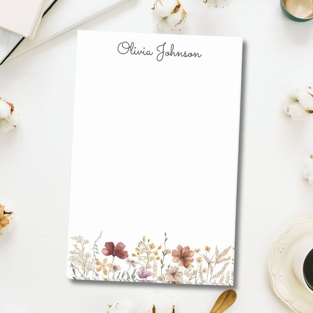 Notas Post-it® Floral de acuarela silvestre personalizada (Close up)