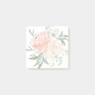 Notas Post-it® Floral de color de agua de primavera y Rubor