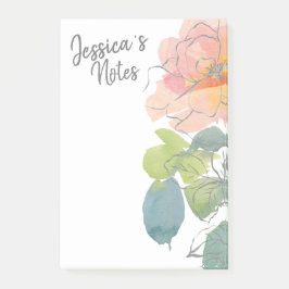 Notas Post-it® Floral de color de coral y rosa