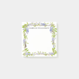 Notas Post-it® Floral de color morado y azul, personalizado