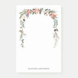 Notas Post-it® Floral de invierno | Festividad personalizada