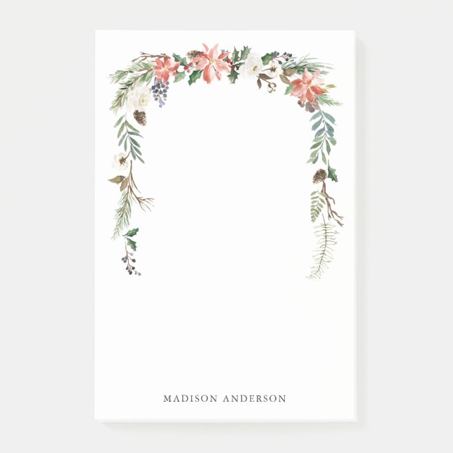 Notas Post-it® Floral de invierno | Festividad personalizada (Anverso)
