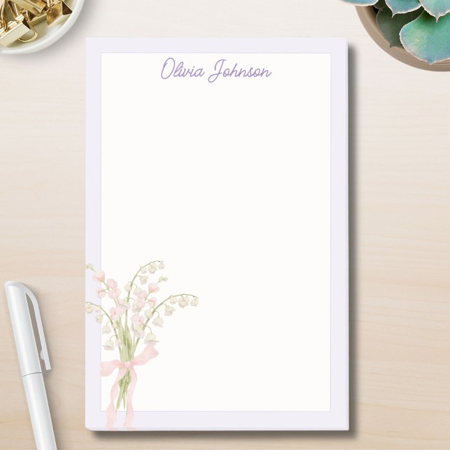 Notas Post-it® Floral de lirio de valle acuarela monogramada (Subido por el creador)