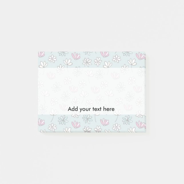 Notas Post-it® Floral de moda azul abstracto moderno del rosa en (Anverso)