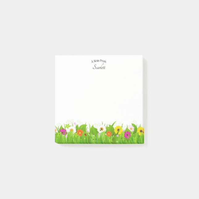 Notas Post-it® Floral de nombre personalizado (Anverso)