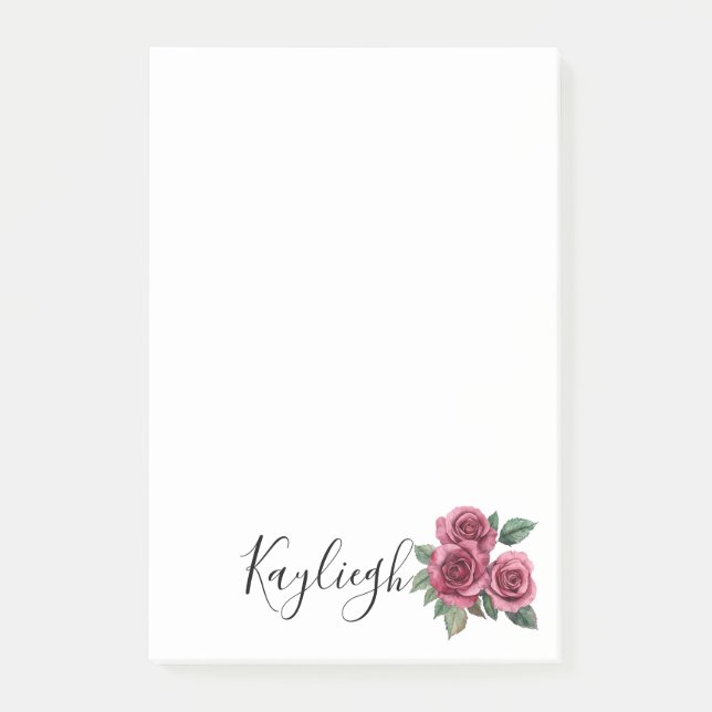 Notas Post-it® Floral de rosas rojas (Anverso)
