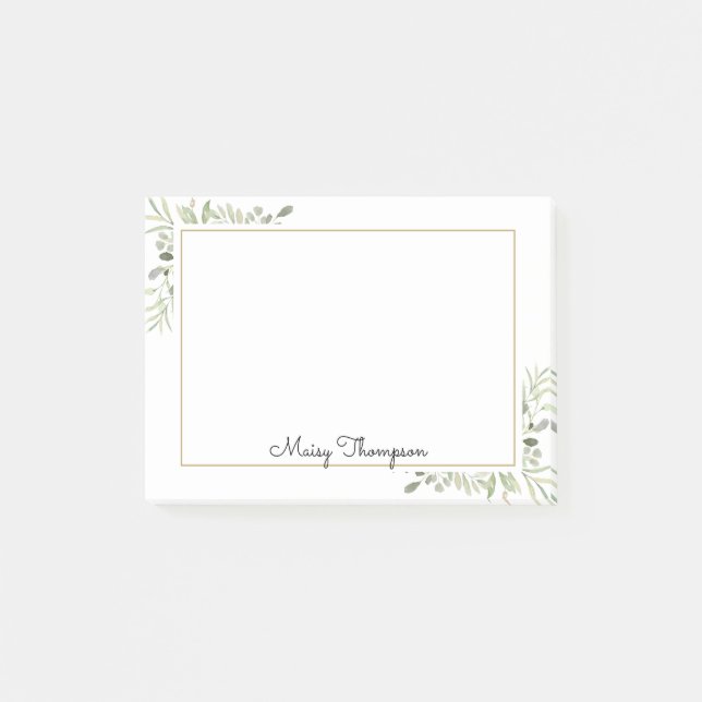 Notas Post-it® Floral de verde elegante simple (Anverso)