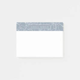 Notas Post-it® Floral del azul polvoriento simplemente