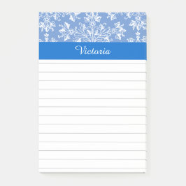 Notas Post-it® Floral editable Blue Vintage Damask