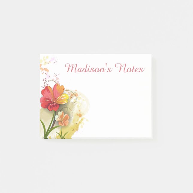 Notas Post-it® Floral elegante (Anverso)