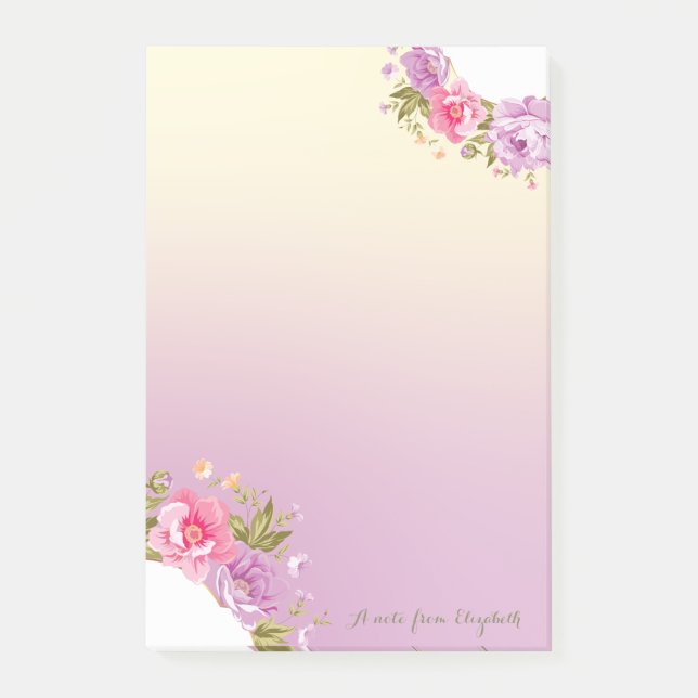 Notas Post-it® Floral elegante Girly-Personalizada (Anverso)