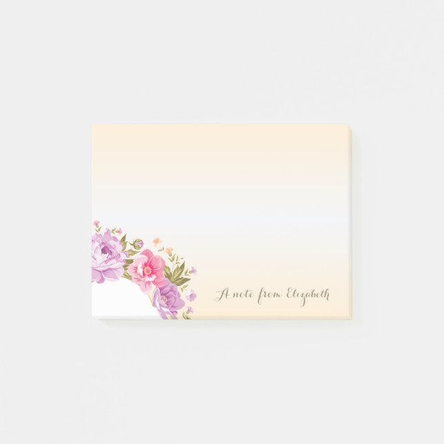 Notas Post-it® Floral estilizada, personalizada (Anverso)