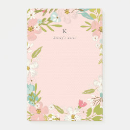 Notas Post-it® Floral feliz en rosa