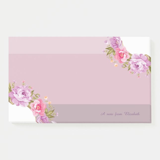 Notas Post-it® Floral Girly Cute, Personalizada a Rayas (Anverso)