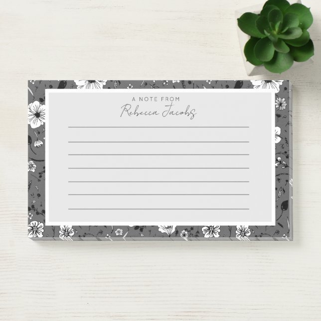Notas Post-it® Floral Gris   (Oficina)