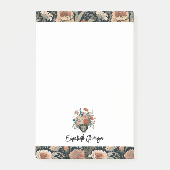 Notas Post-it® Floral Oscuro Elegante Personalizado (Anverso)