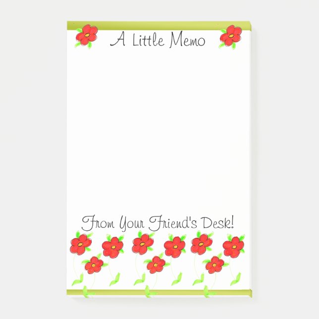 Notas Post-it® Floral roja con cal (Anverso)