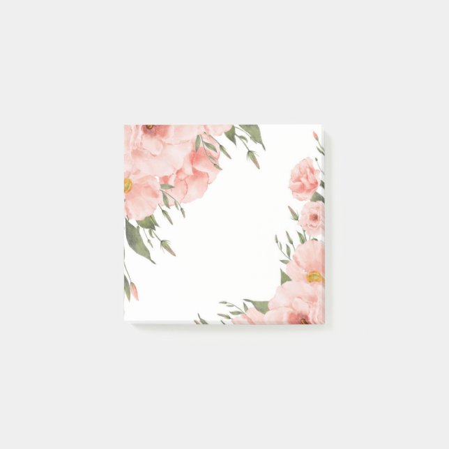 Notas Post-it® Floral rosa (Anverso)
