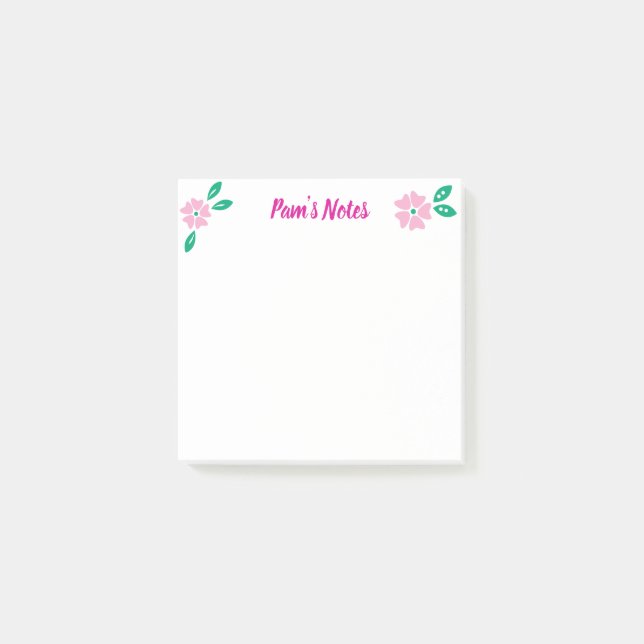 Notas Post-it® Floral rosa moderna (Anverso)