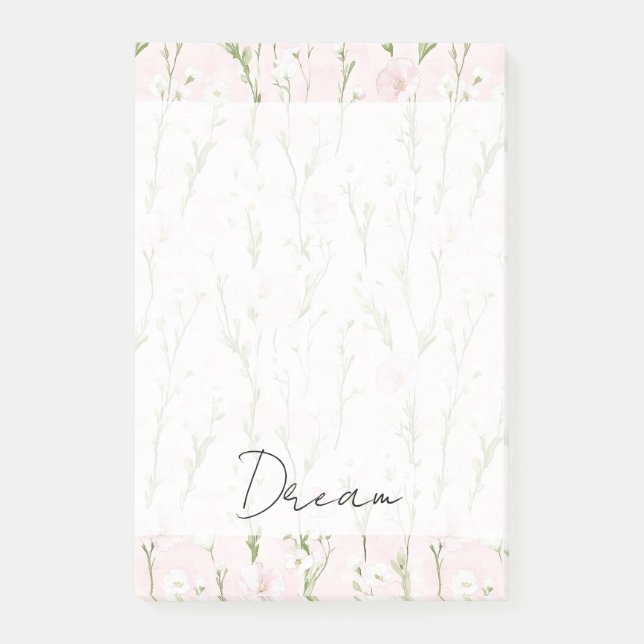 Notas Post-it® Floral rosa Rubor (Anverso)