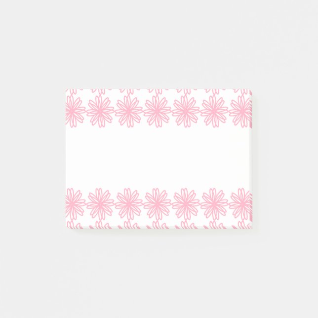Notas Post-it® Floral rosa y blanca personalizada (Anverso)