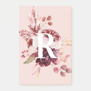 Notas Post-it® Floral rosa y roja pastel moderno con inicio