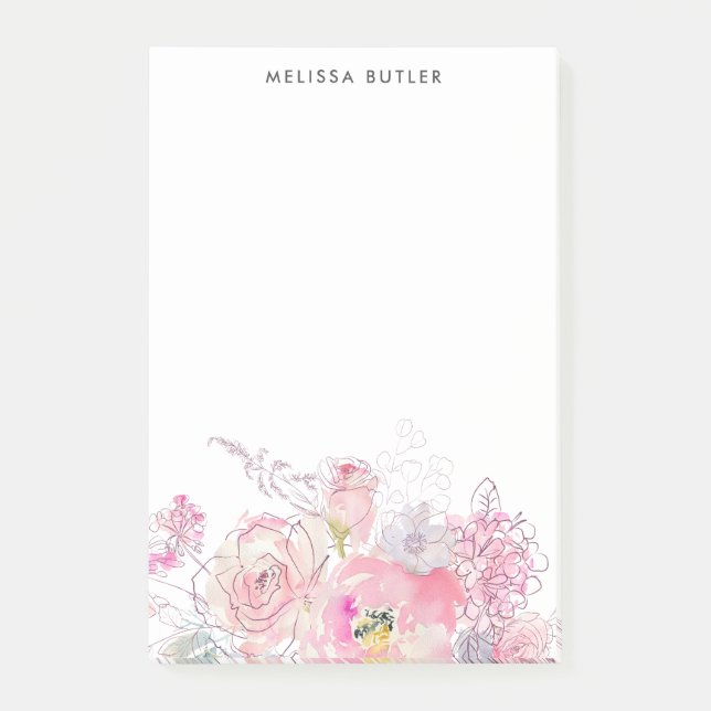 Notas Post-it® Floral rosada (Anverso)