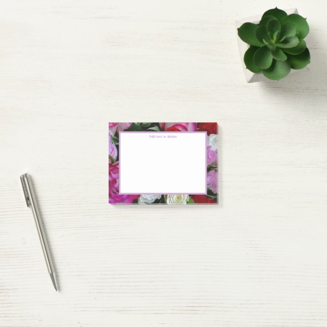 Notas Post-it® Floral rosada femenina (Oficina)