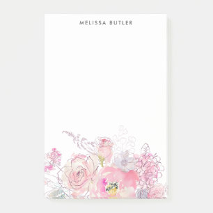 Notas Post-it® Floral rosado de Rubor