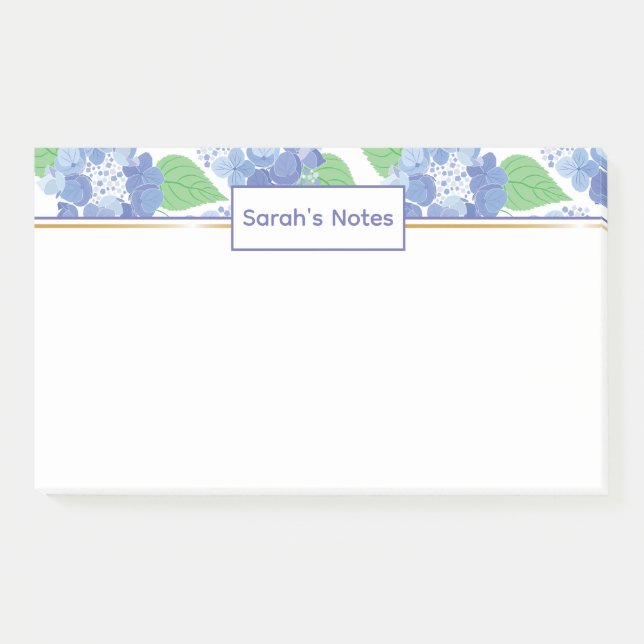 Notas Post-it florales de Hydrangea azul personali (Anverso)