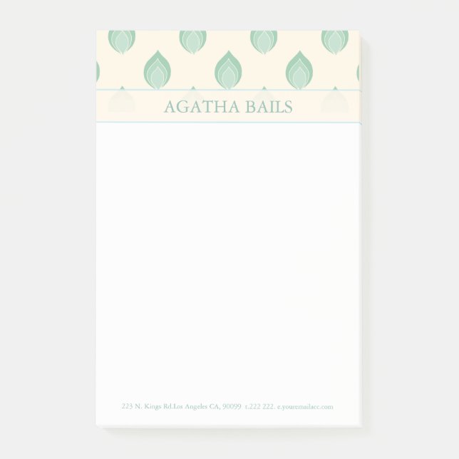 Notas Post-it® Flores Abstractas Verdes Y Beiges (Anverso)