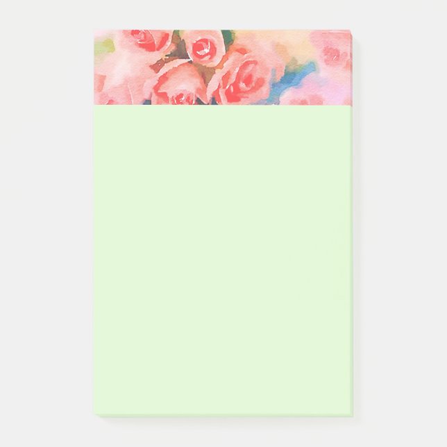 Notas Post-it® Flores acuarela rosadas y amarillas (Anverso)