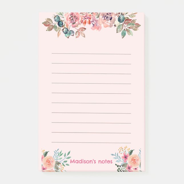 Notas Post-it® Flores acuarelas (Anverso)