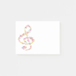 Notas Post-it® flores acuarelas música tremendo clef
