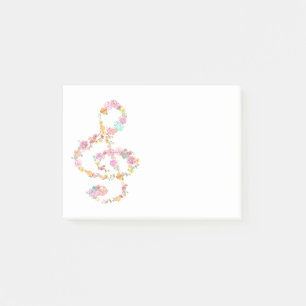 Notas Post-it® flores acuarelas música tremendo clef