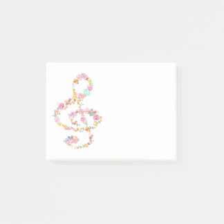 Notas Post-it® flores acuarelas música tremendo clef