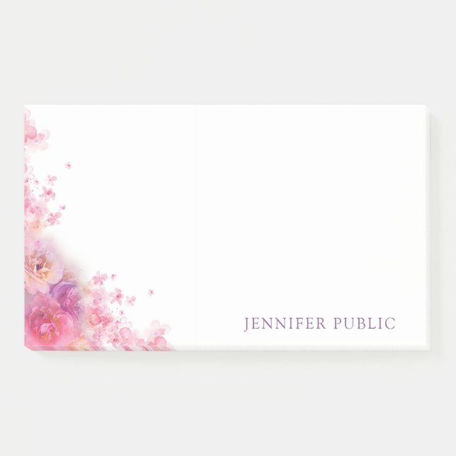 Notas Post-it® Flores acuáticas Rosas elegante plantilla moderna (Anverso)
