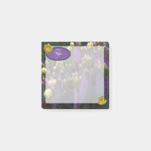 Flores amarillas de cactus púrpura monograma perso