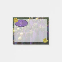 Flores amarillas de cactus púrpura monograma perso