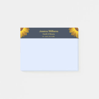 Notas Post-it® Flores Amarillas sobre fondo Azul Marino Monograma