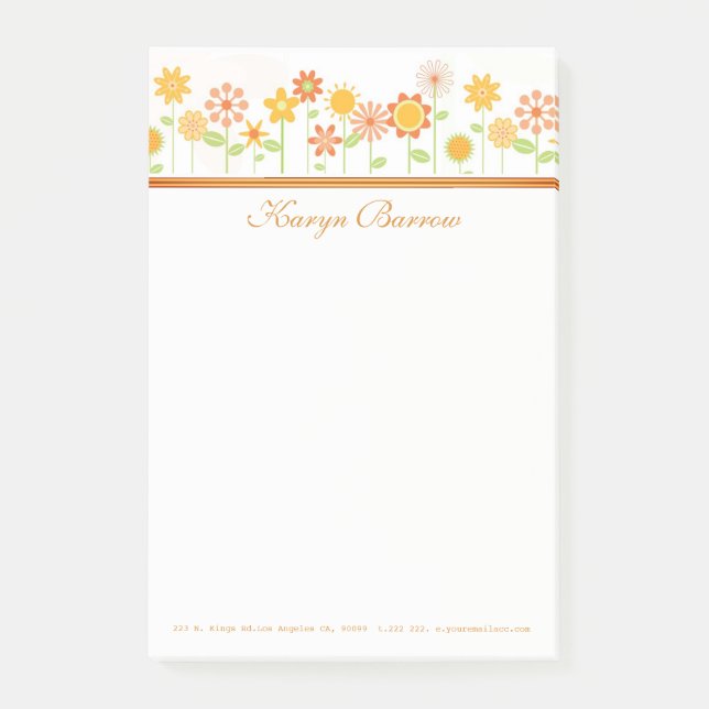 Notas Post-it® Flores Amarillas Y Naranjas (Anverso)