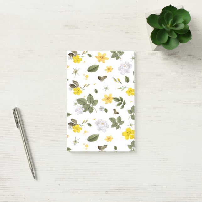 Notas Post-it® Flores amarillas y rosas blancas 3 (Oficina)
