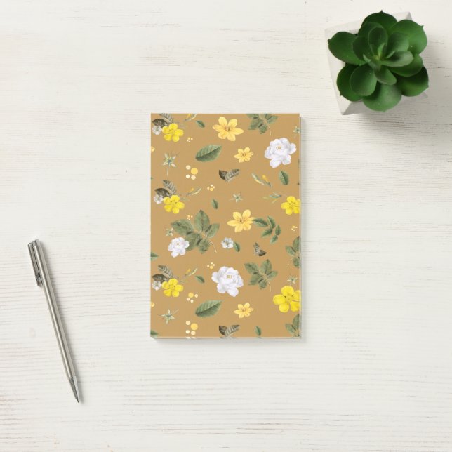 Notas Post-it® Flores amarillas y rosas blancas 4 (Oficina)