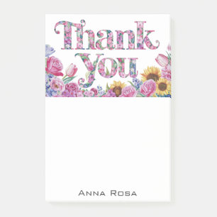 Notas Post-it® *~* Flores AP85 Gracias Gratitud + Manifiesto