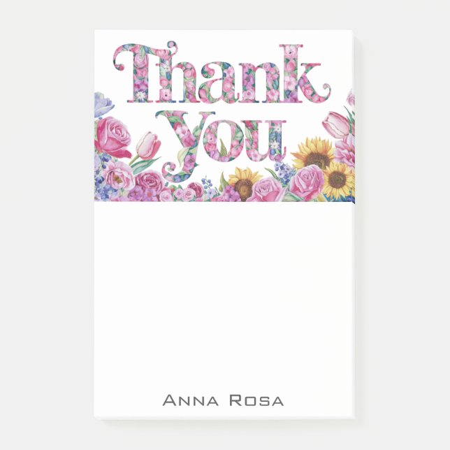 Notas Post-it® *~* Flores AP85 Gracias Gratitud + Manifiesto (Anverso)