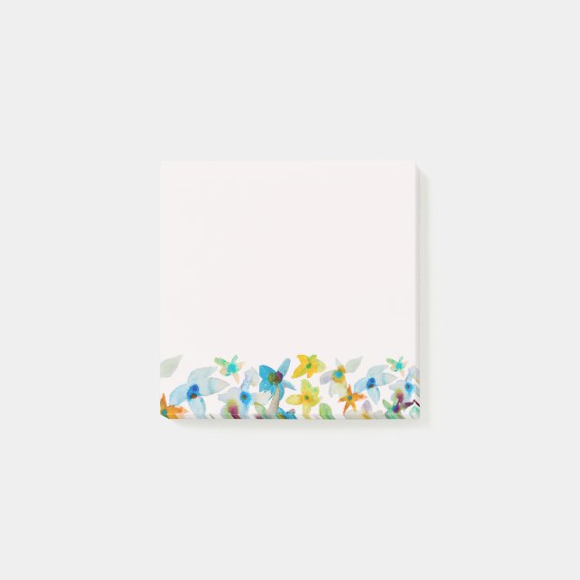 Notas Post-it® Flores azul acuarela (Anverso)